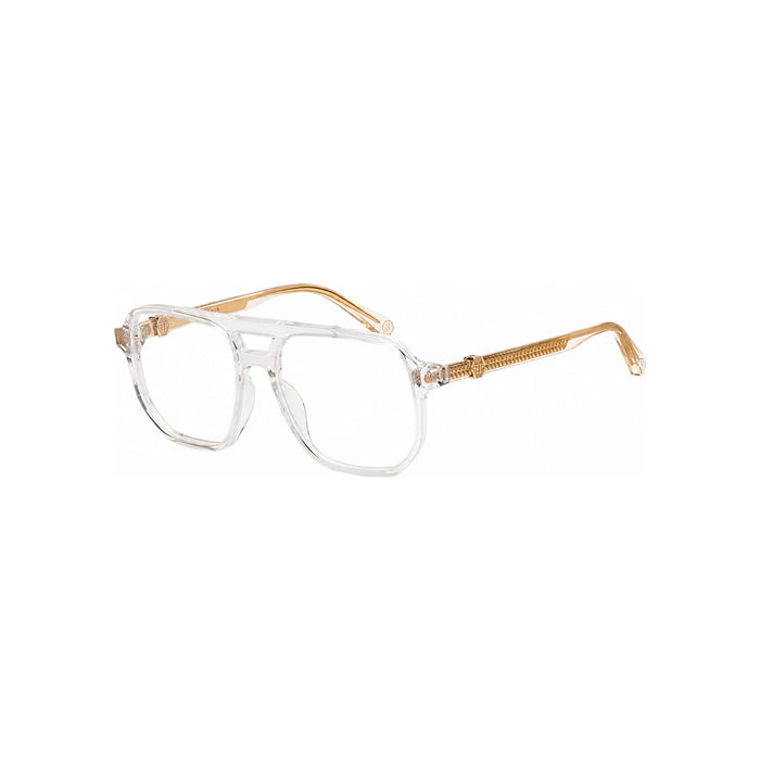 Philipp Plein Transparent Two-Bridge Horn-Rim Aviator Eyeglass Frame VPP084 075G