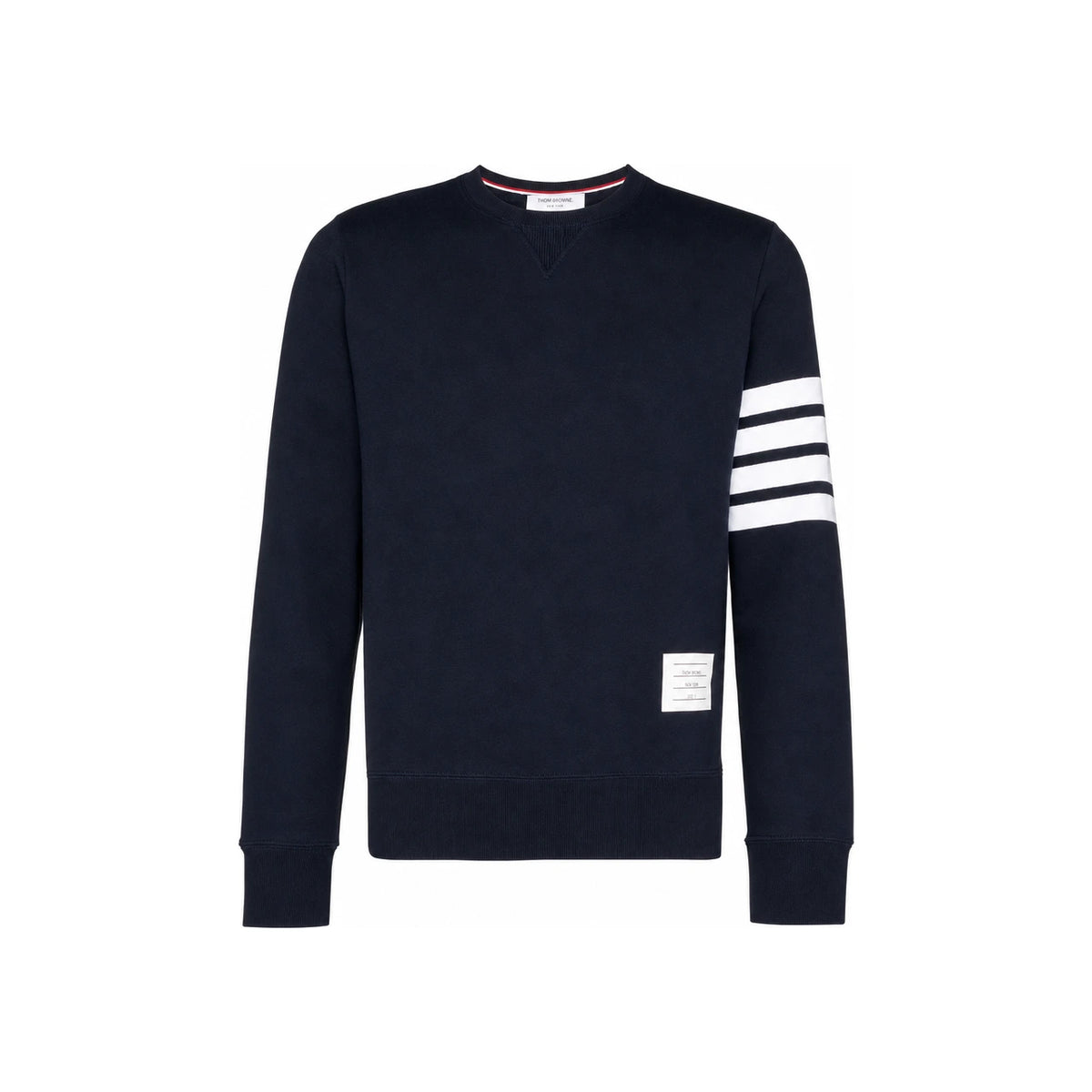 THOM BROWNE Men’s Logo Patch 4-Bar Sweatshirt Navy Cotton MJT021H 00535 461