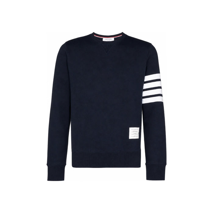 THOM BROWNE Men’s Logo Patch 4-Bar Sweatshirt Navy Cotton MJT021H 00535 461