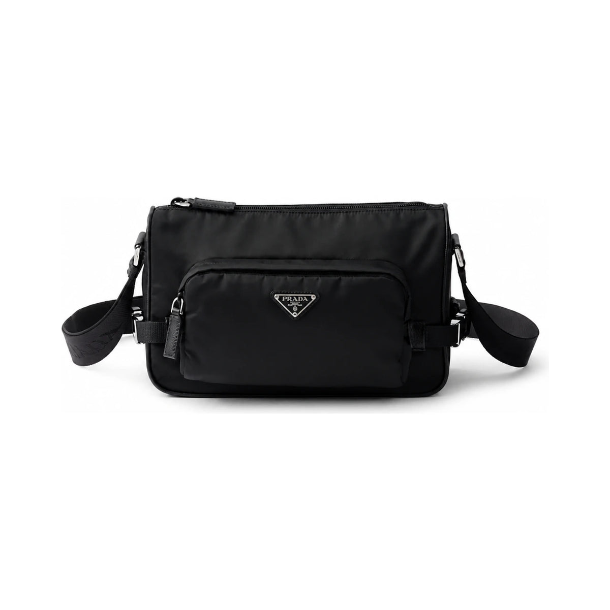 PRADA Medium Re-Nylon Saffiano Leather Shoulder Crossbody Bag Black