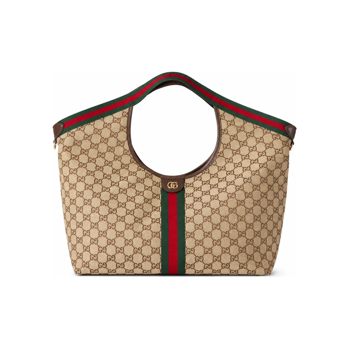 GUCCI Ggilio Large Tote Bag Brown Leather Top Handle Tote