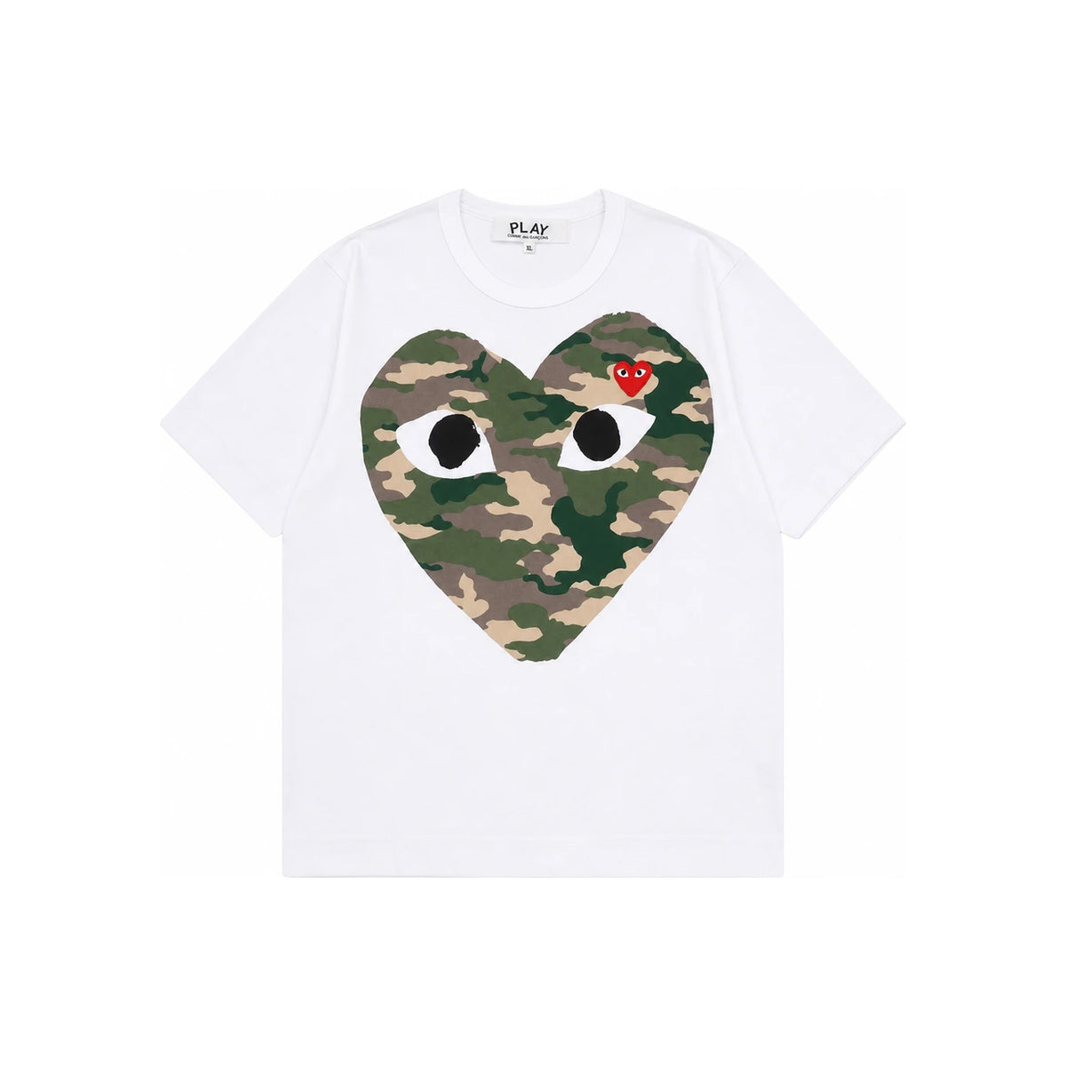 Comme des Garcons White Camo Heart Graphic T-Shirt for Men AX T242 051 1