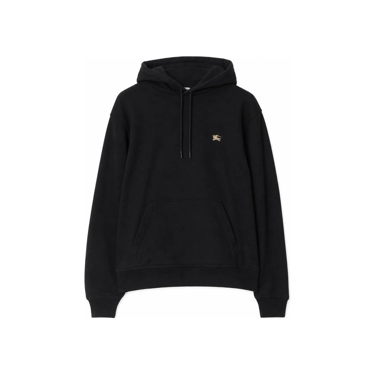 BURBERRY Black Drawstring Back Logo Hoodie Unisex Cotton
