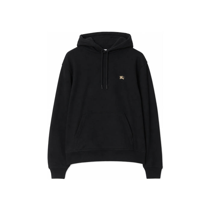 BURBERRY Black Drawstring Back Logo Hoodie Unisex Cotton