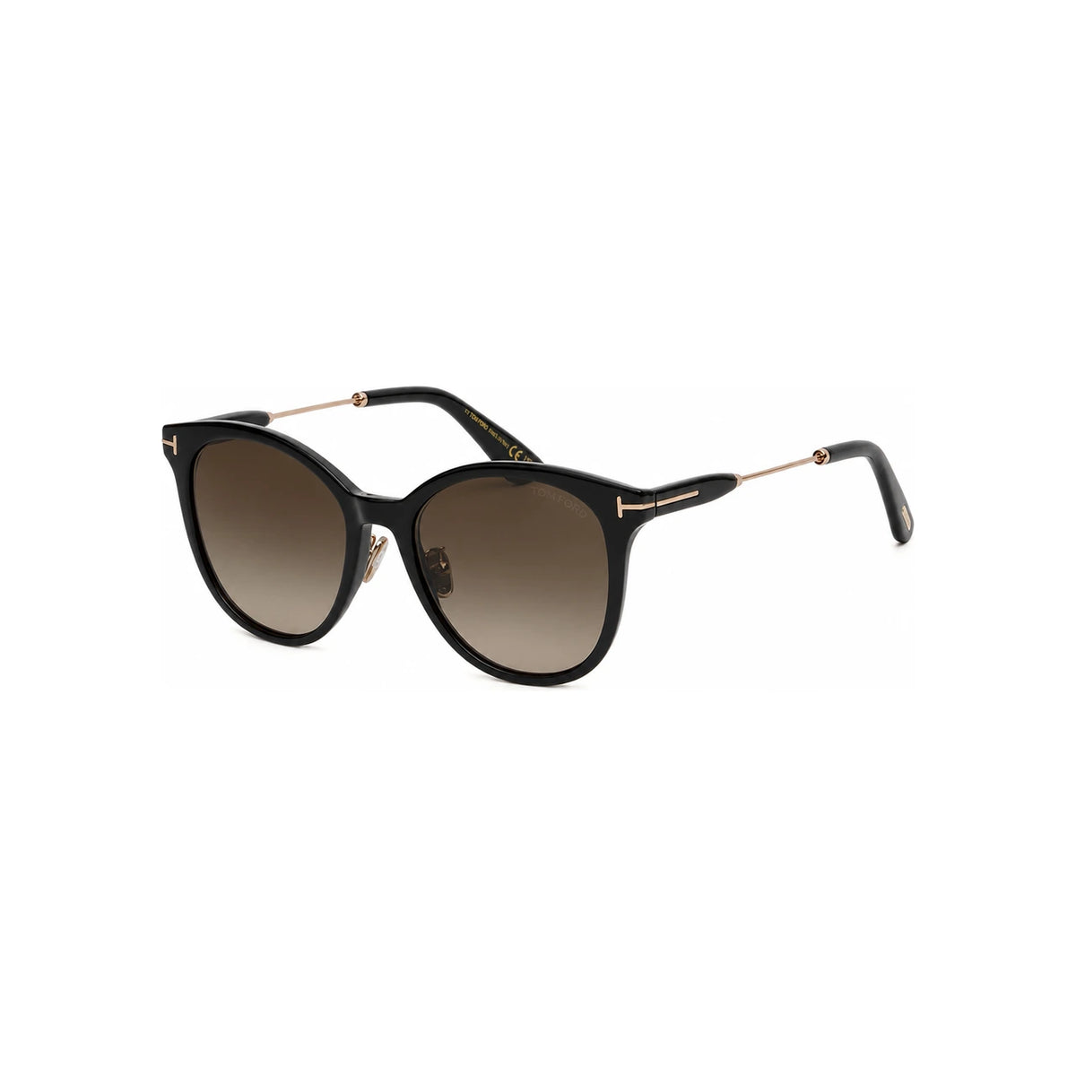 TOM FORD Black Acetate Oversized Sunglasses Brown Gradient Asian Fit TF1140K 01F