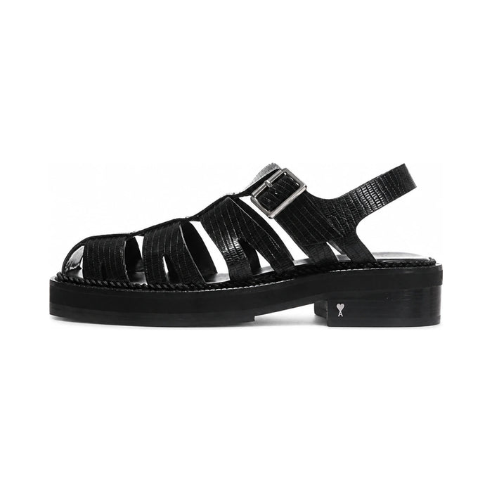 AMI Fisherman Leather Sandals Black Unisex