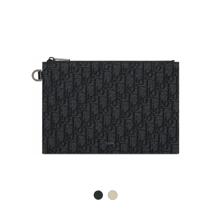DIOR Black A5 Leather Clutch Pouch Unisex Bag
