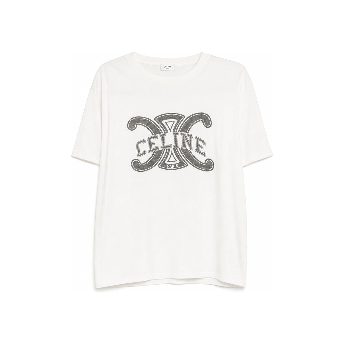 CELINE Men’s Loose T-Shirt Cotton Jersey Off White Black
