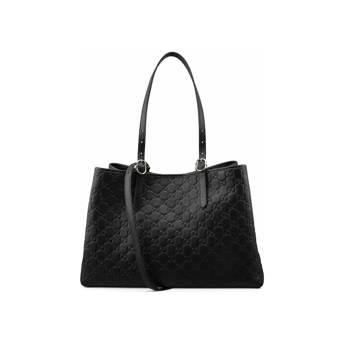 GUCCI GG Emblem Large Black Women’s Tote Bag Leather