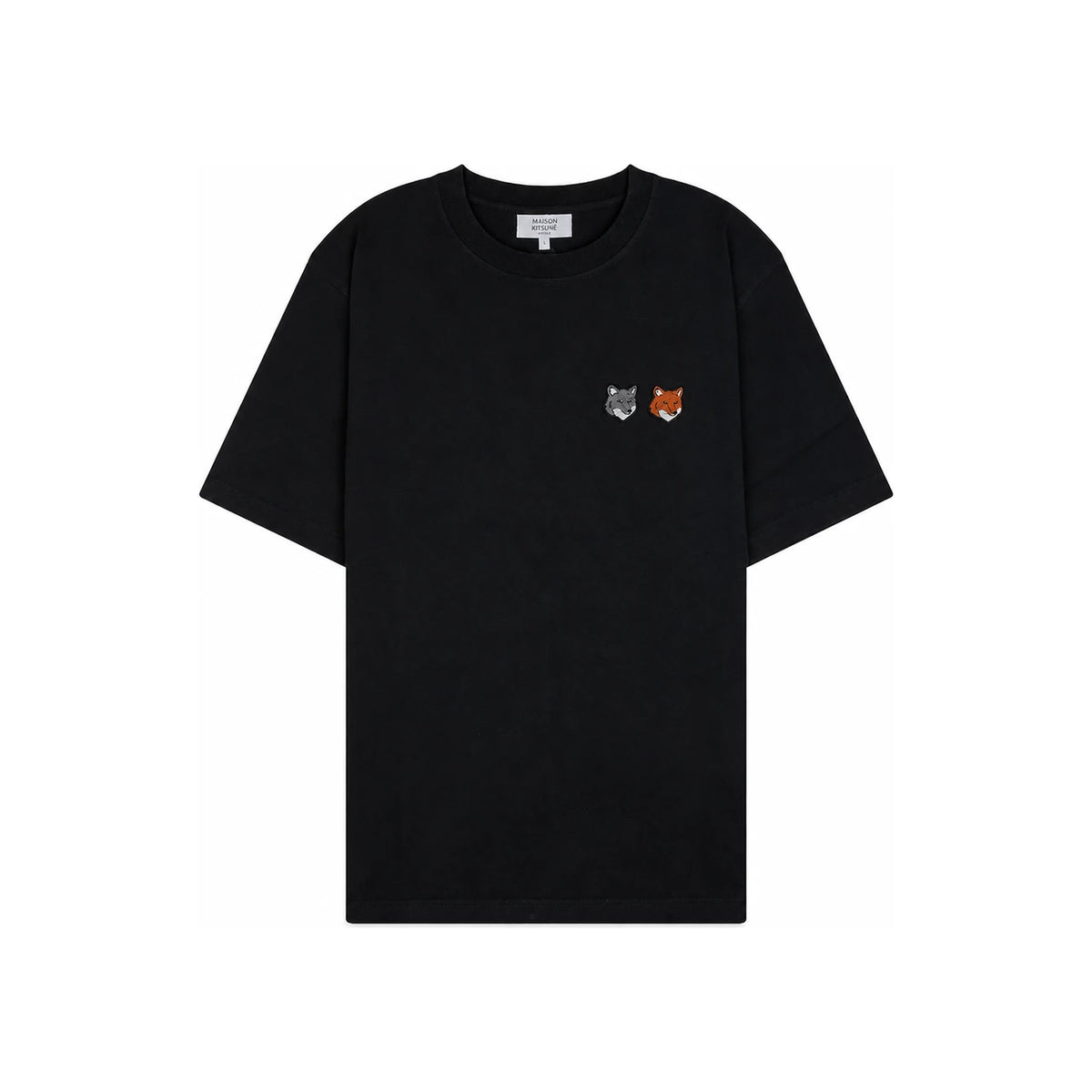 Maison Kitsune Double Fox Head Short Sleeve T-Shirt Anthraci OM011C FKJ0118 P190
