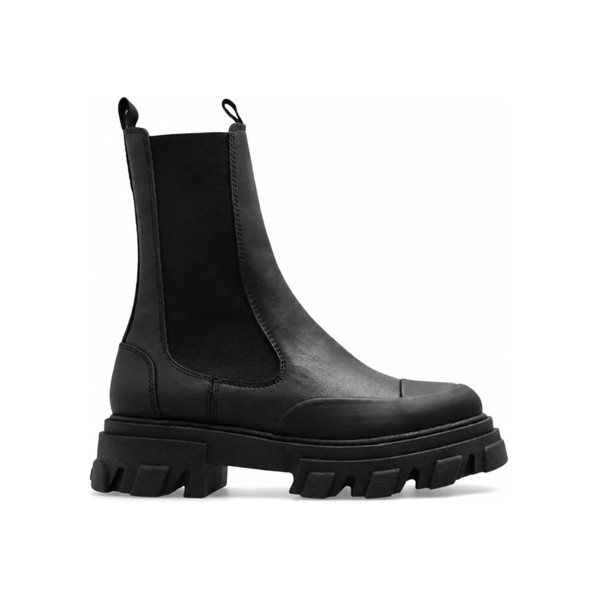 GANNI Black Leather Ankle Boots S3238099 BLACK DOM