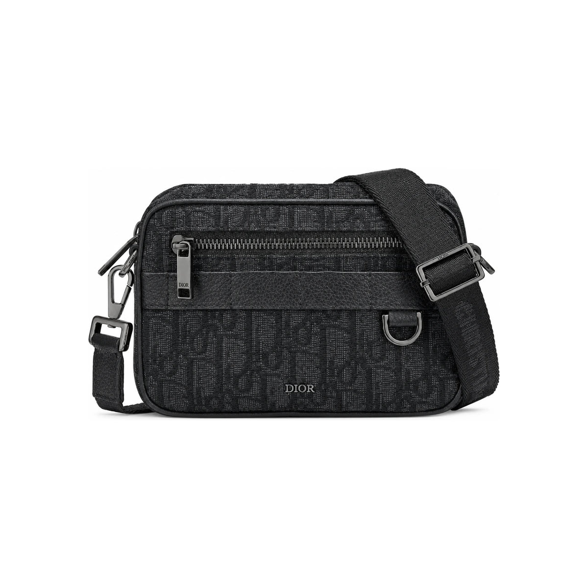 DIOR Black Dior Oblique Jacquard Safari Mini Strap Bag Crossbody