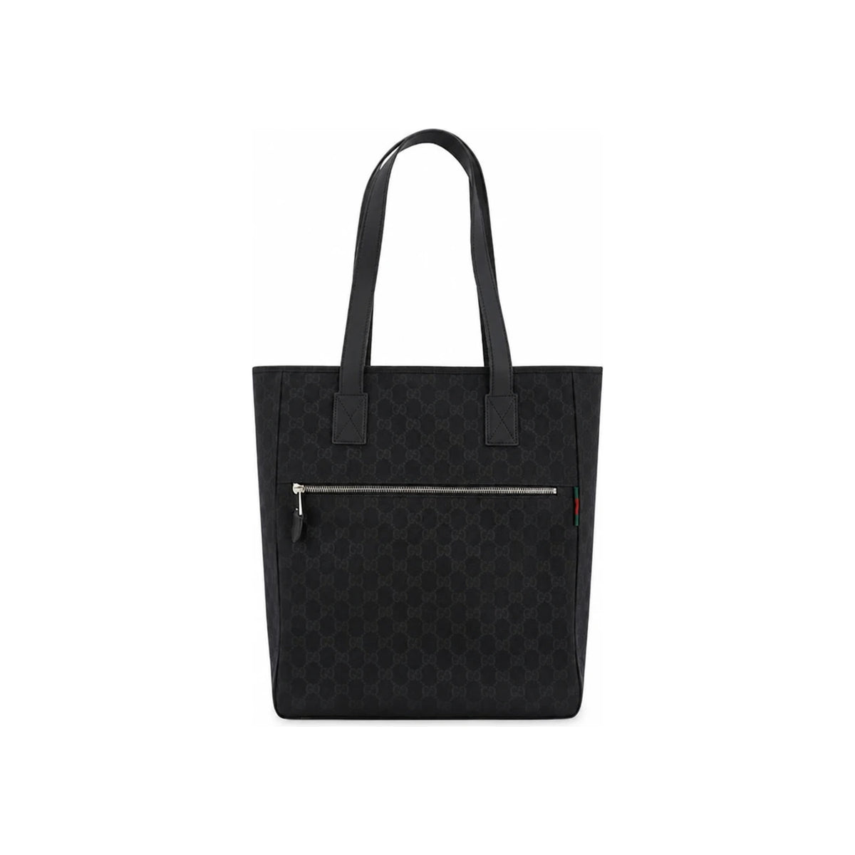 GUCCI Men’s GG Medium Tote Bag Black Canvas Leather Trim