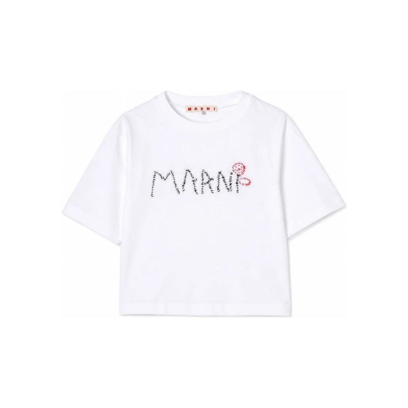 Marni Floral Print T-Shirt Women’s Kid’s Collection White Cot M01444 M00V4 0M100