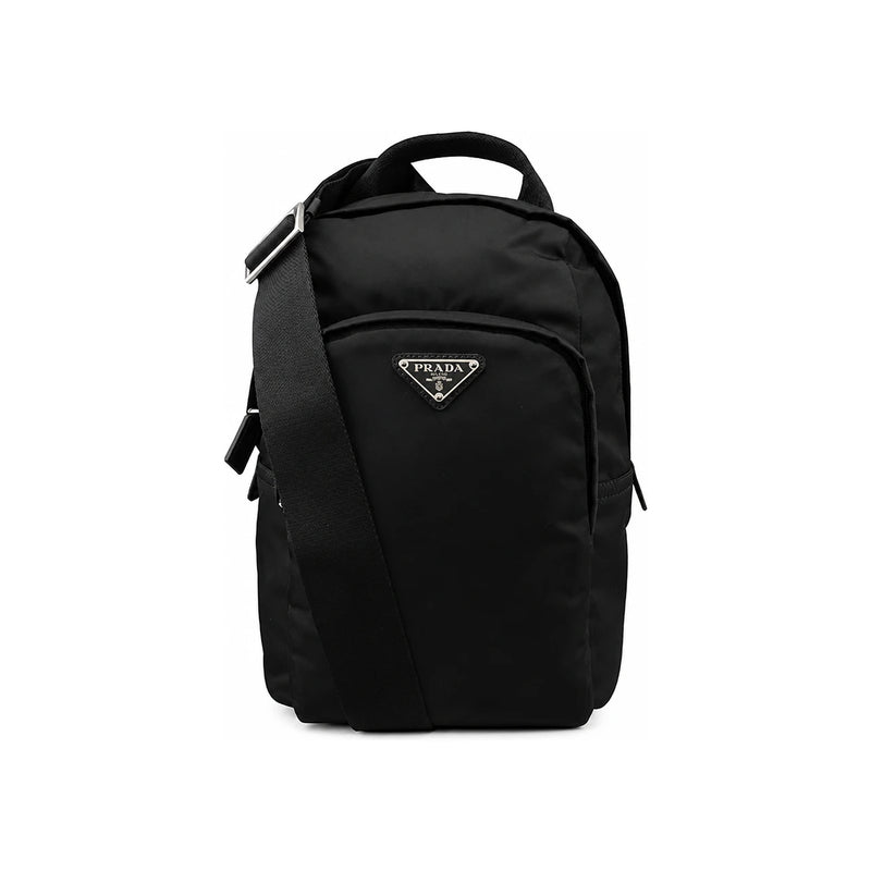 PRADA Re-Nylon Crossbody Backpack with Triangle Logo Black
