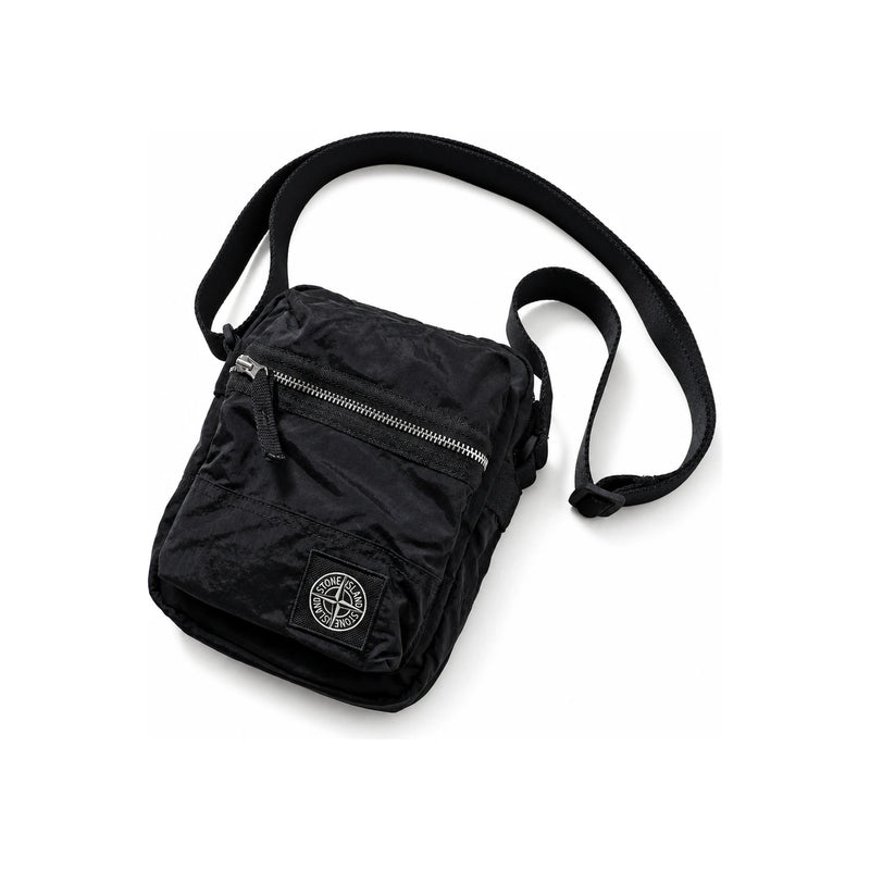 STONE ISLAND Logo Patch Black Crossbody Bag for Men