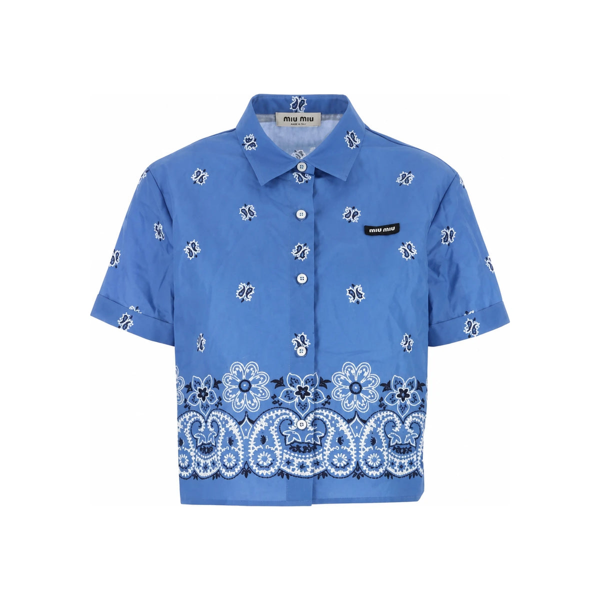 Miu Miu Cotton Short Sleeve Shirt White Women