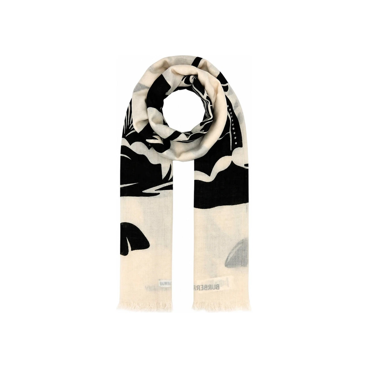 BURBERRY Beige Check Wool Scarf