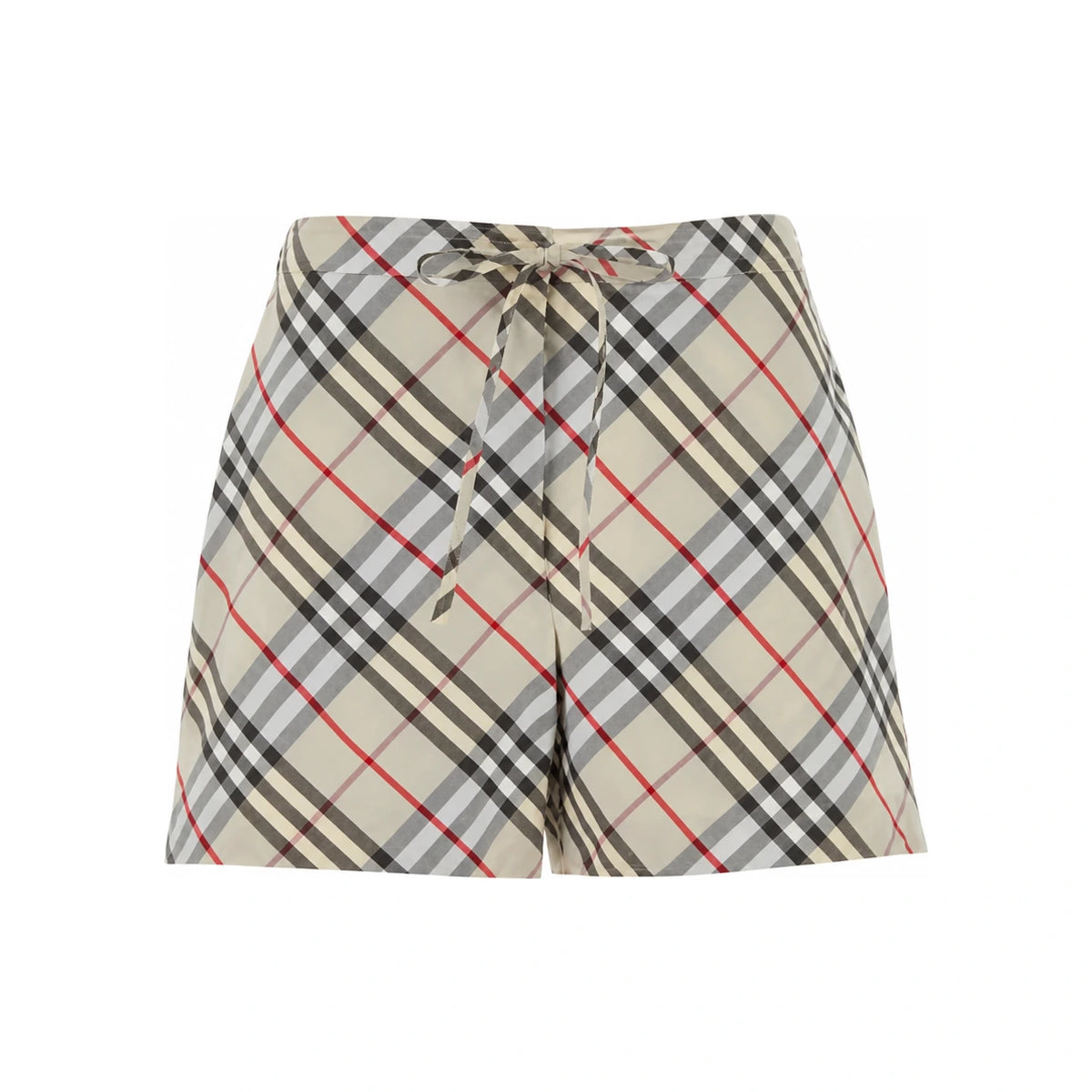 BURBERRY Check Cotton Blend Short Shorts Women’s Beige