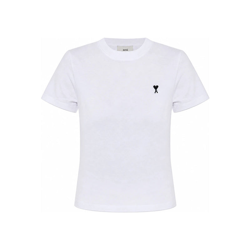 AMI Heart Logo Cotton Crop T-Shirt FTS347 724 100