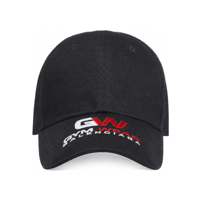 BALENCIAGA GYM Logo Embroidered Black Cotton Baseball Cap Unisex