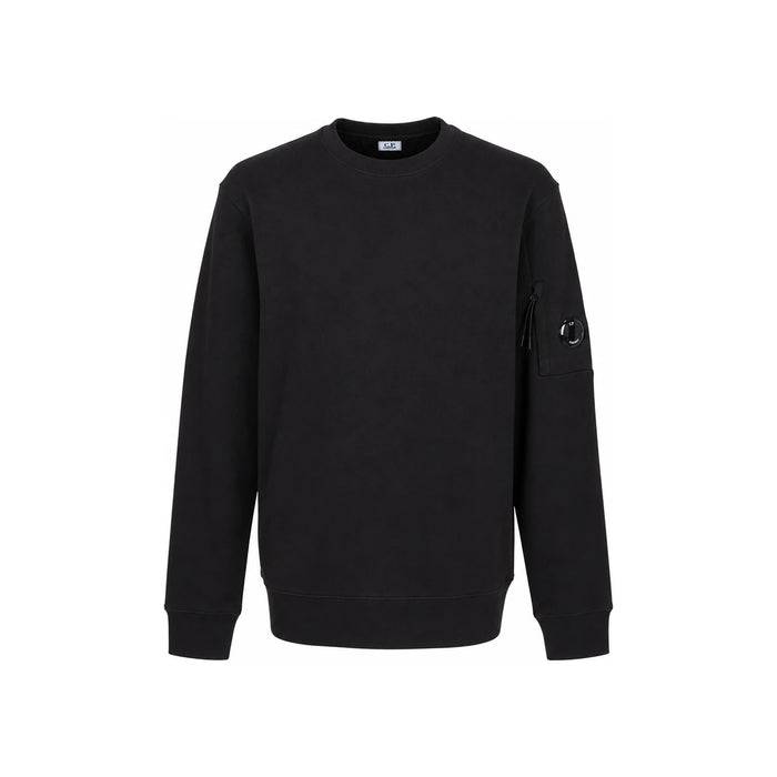 CP Company Black Diagonal Raised Fleece Lens Sweatshirt