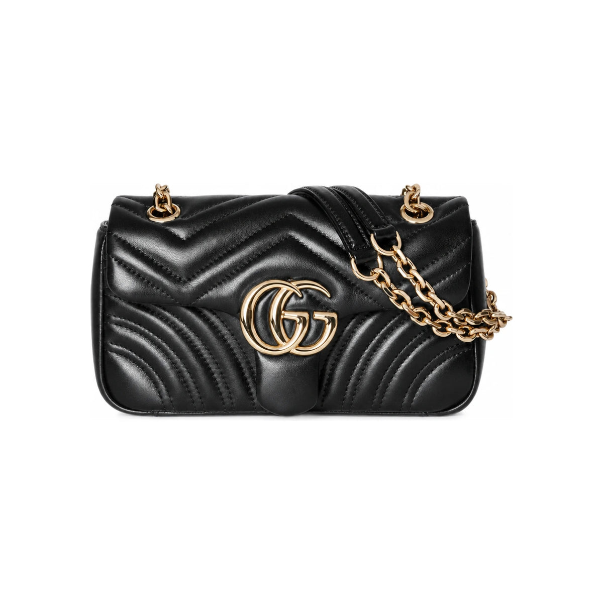 GUCCI GG Marmont Small Shoulder Bag Black Leather