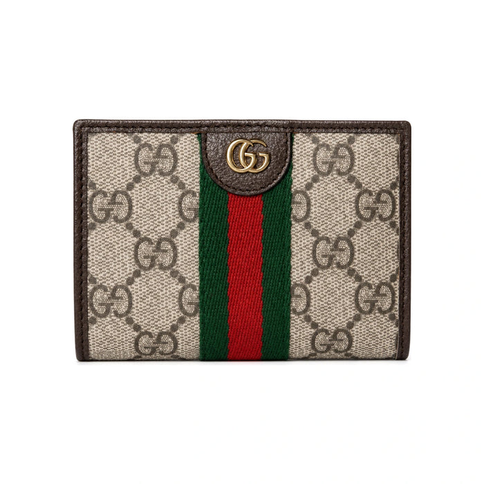 GUCCI Ophidia Small Wallet Beige Brown GG Supreme Canvas Bi-Fold
