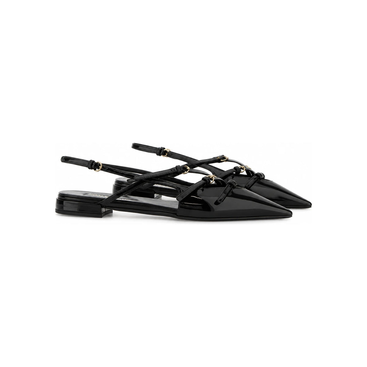 Miu Miu Black Leather Flat Shoes