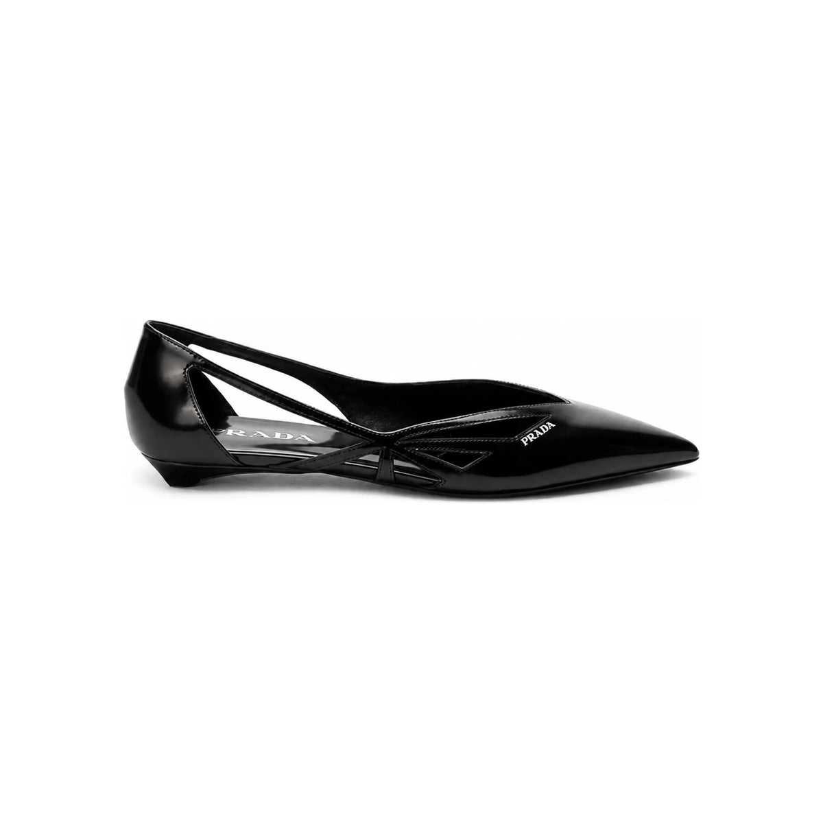 PRADA Black Leather Flat Shoes