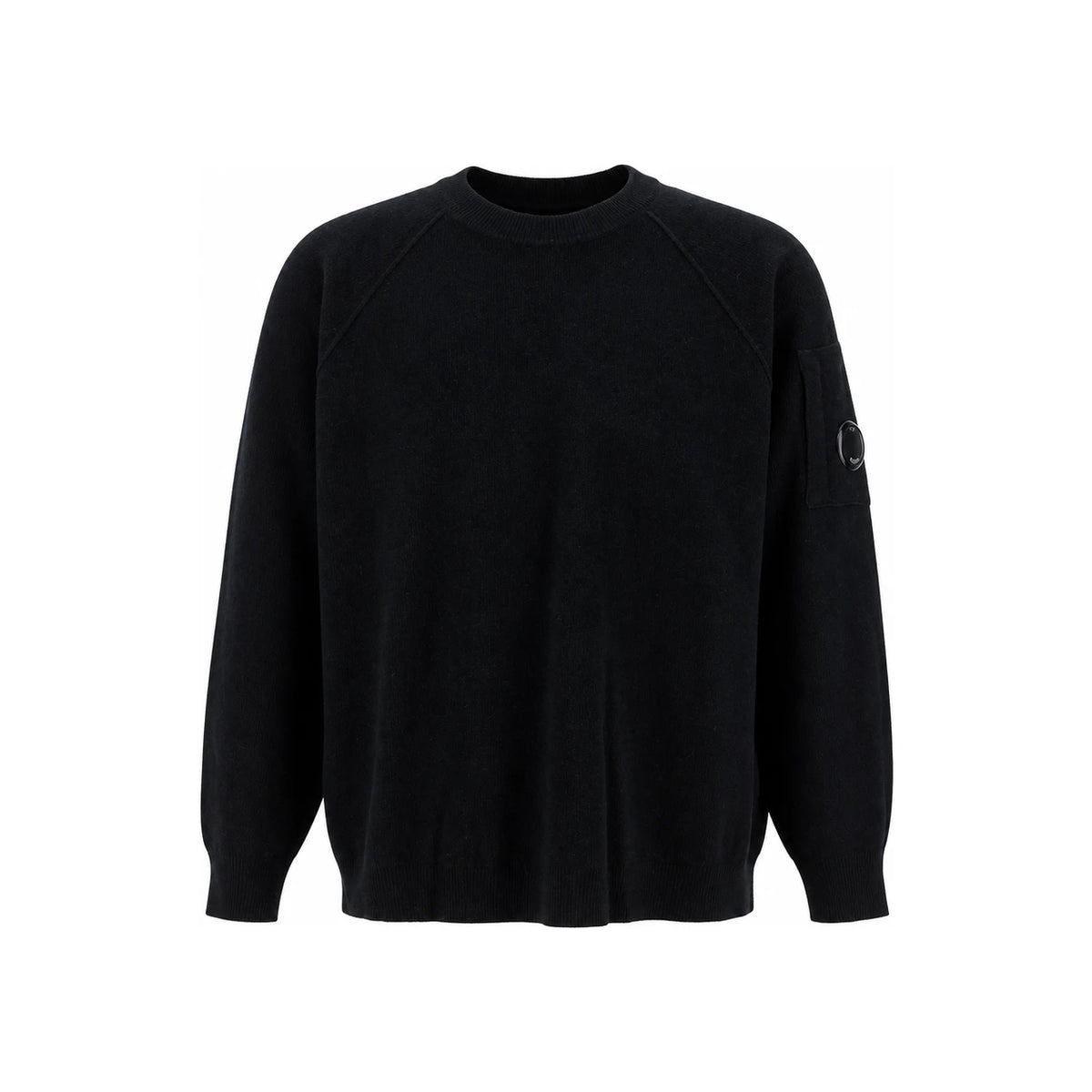 CP Company Black Lambswool Crewneck Knit Sweater for Men