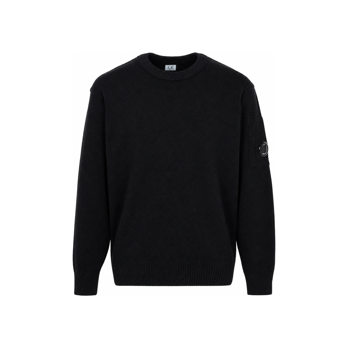 CP Company Black Lambswool Lens Crewneck Sweater Knit