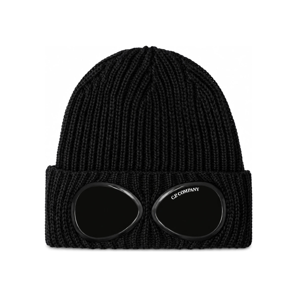 CP Company Ribbed Knit Beanie Hat Men Navy Wool