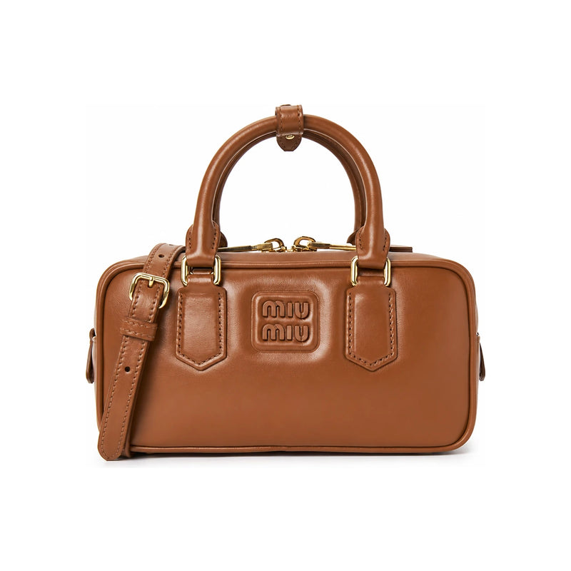 Miu Miu Logo Arcadie Crossbody Tote Bag Rust Color Leather