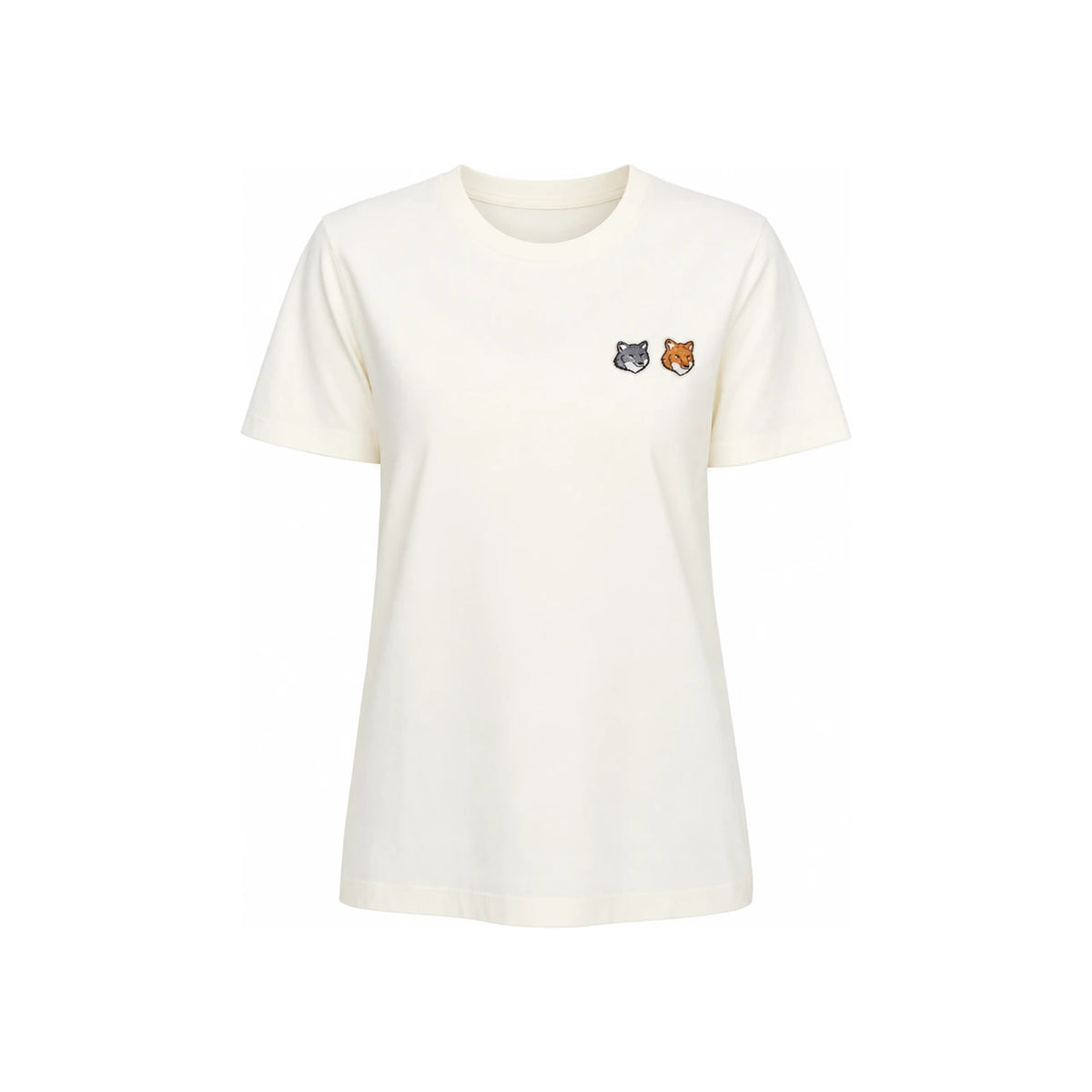 Maison Kitsune Double Bold Fox Head Short Sleeve T-Shirt Whi OW011C FKJ0008 P702