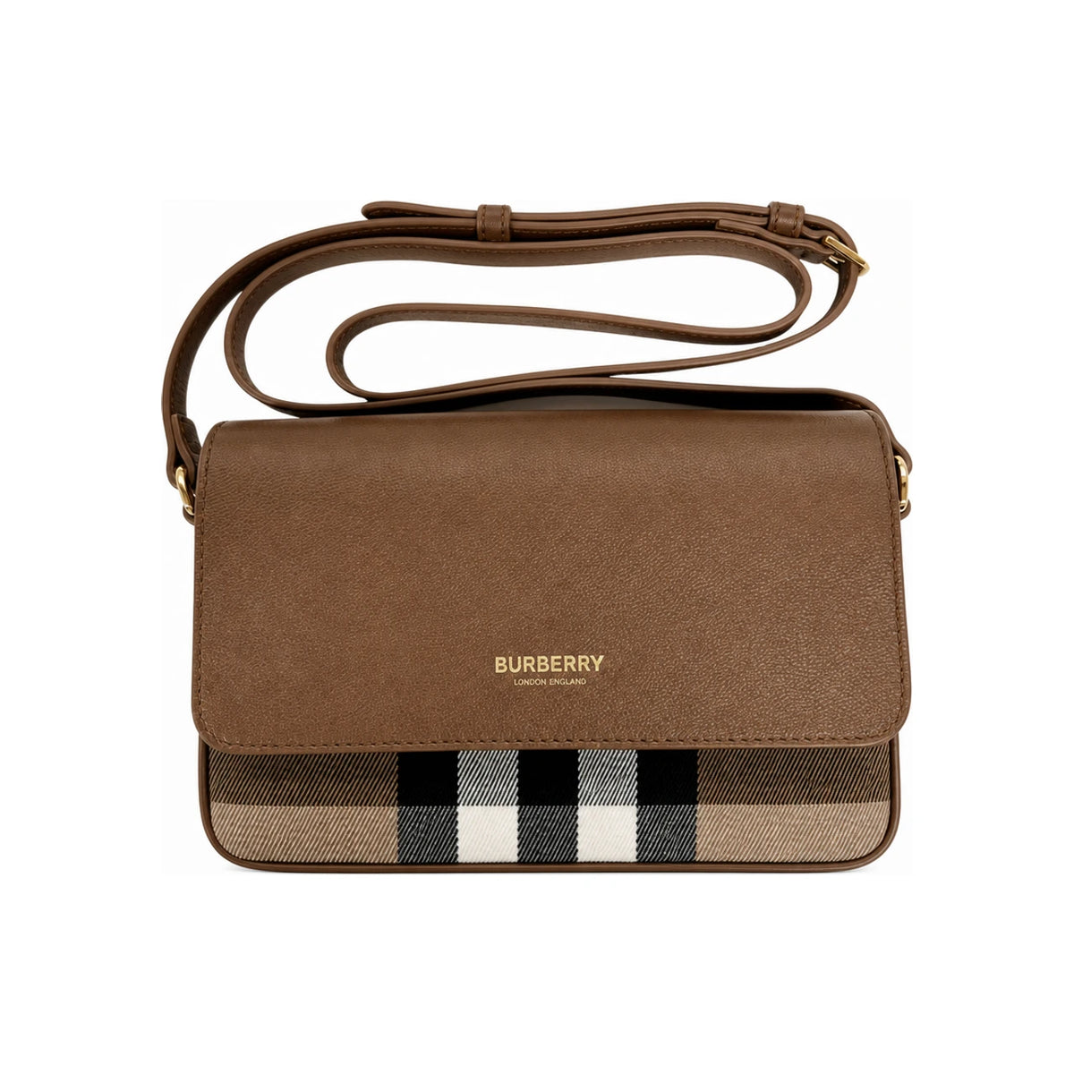 BURBERRY Hampshire Check Shoulder Crossbody Bag Earth Color 8107270