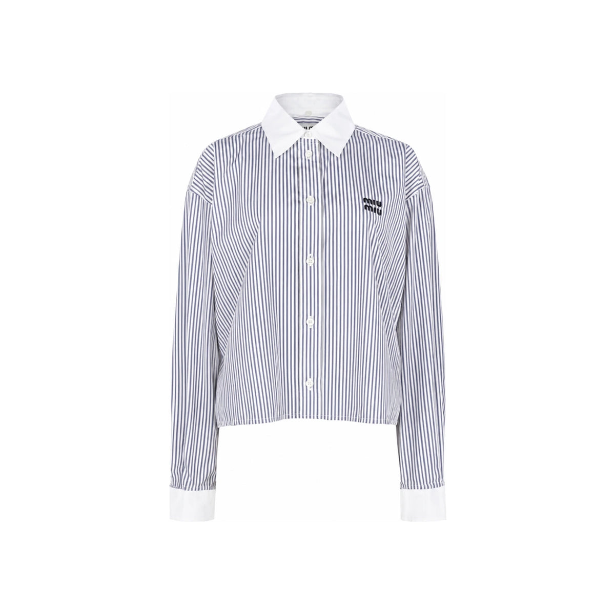 Miu Miu White Cocoa Brown Poplin Cropped Shirt MK1971 174T F0963