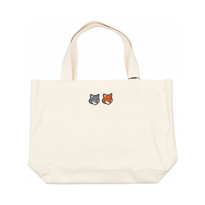 Maison Kitsune Double Fox Head Patch Canvas Tote Bag Unisex OW511CFWW0096 P700