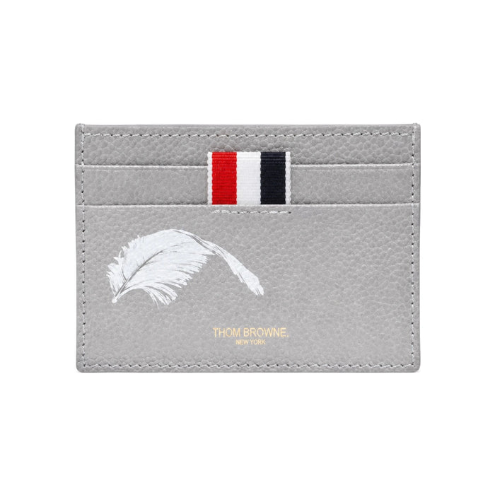 THOM BROWNE Pebble Grain Leather Feather Print Card Holder MAW020L E1353 055