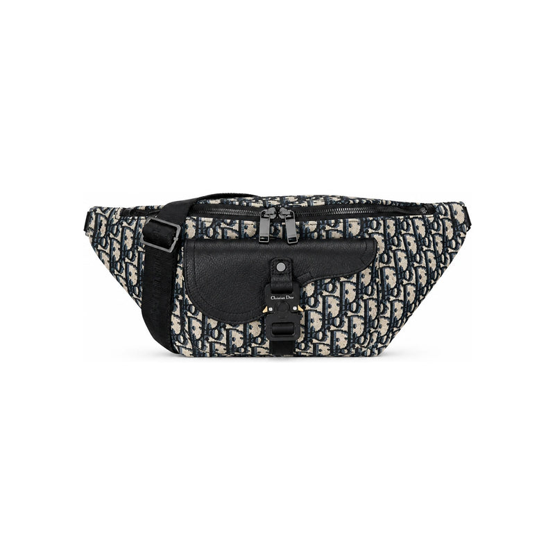 DIOR Saddle Belt Bag Black Leather Crossbody Waist Pack 1ADBO084YKS H27E