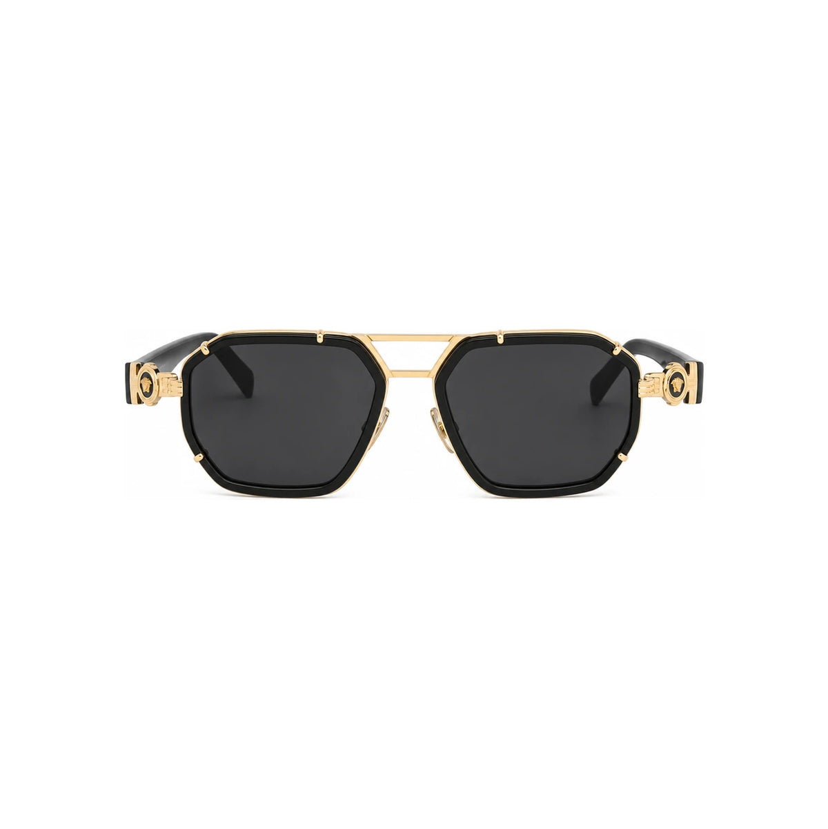 Versace Black Two-Bridge Medusa Gold-Trim Unisex Sunglasses VE2228 1002 87