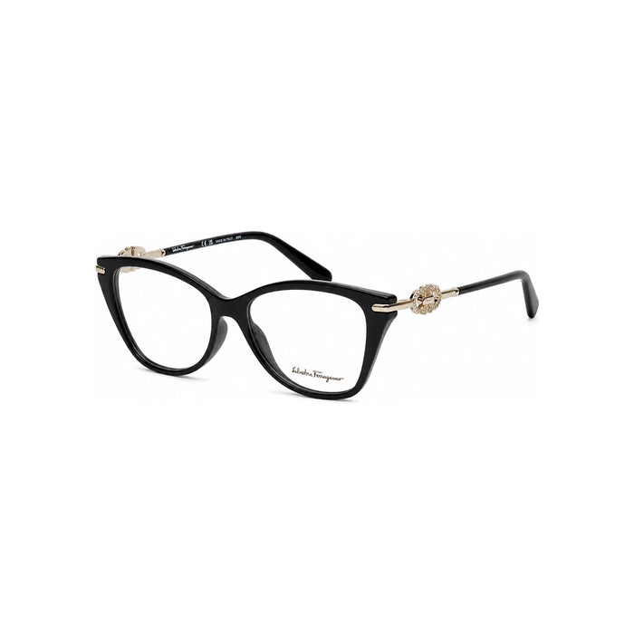 Ferragamo Black Cat Eye Acetate Eyeglass Frames with Logo SF2937R 001