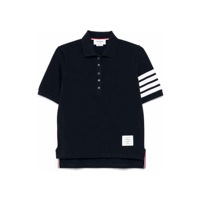 THOM BROWNE Women’s Classic Diagonal Stripe Piqué Polo Shirt Navy