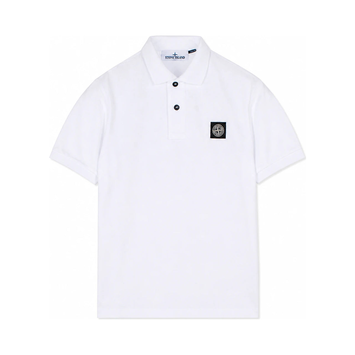 STONE ISLAND White Patch Logo Polo T-Shirt Unisex