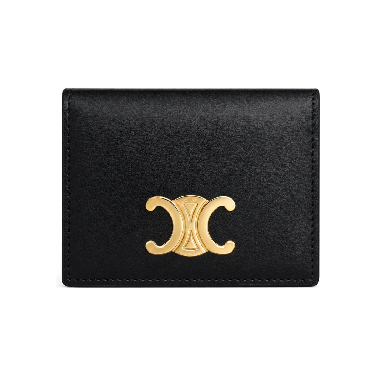 CELINE Shiny Calfskin Bifold Card Holder Black