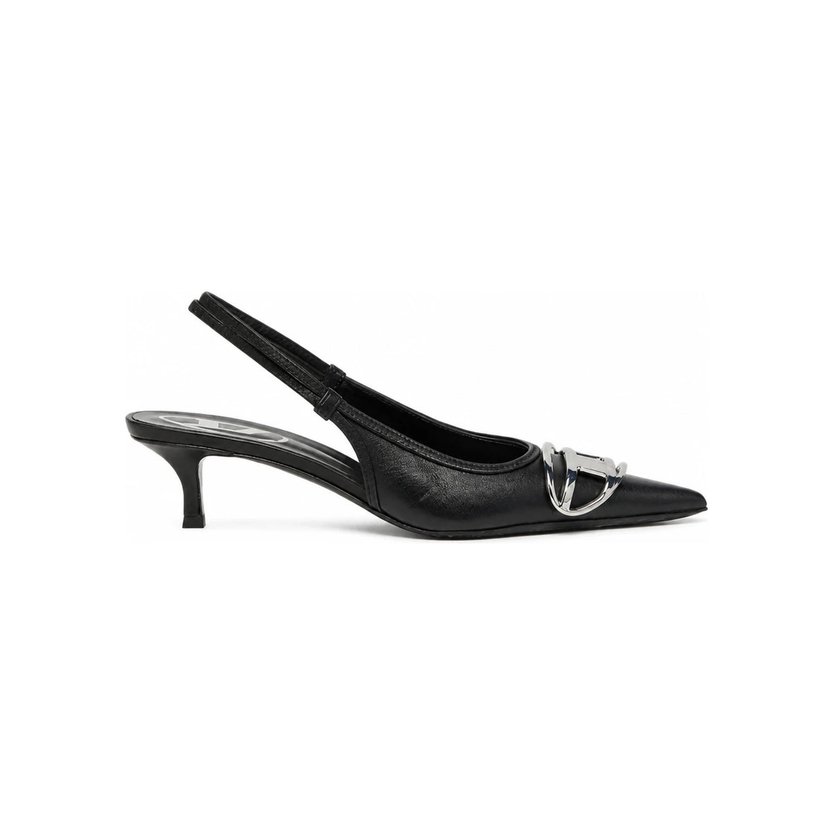 DIESEL Black Leather Slingback Pumps