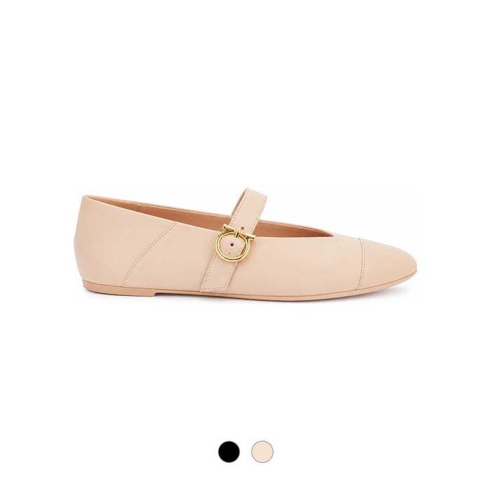 Ferragamo Gancini Leather Ballet Flats Women