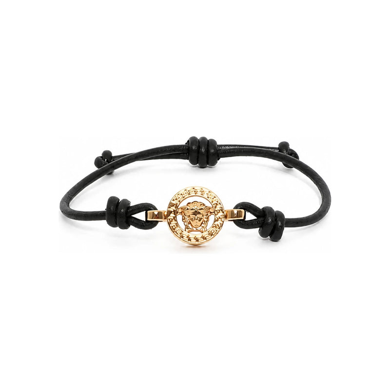 Versace Medusa Gold-Tone Leather Unisex Bracelet 1019668 1A00637 1B00V