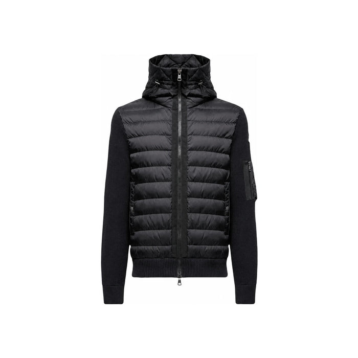 Moncler Tricot Knit Hooded Down Jacket Black