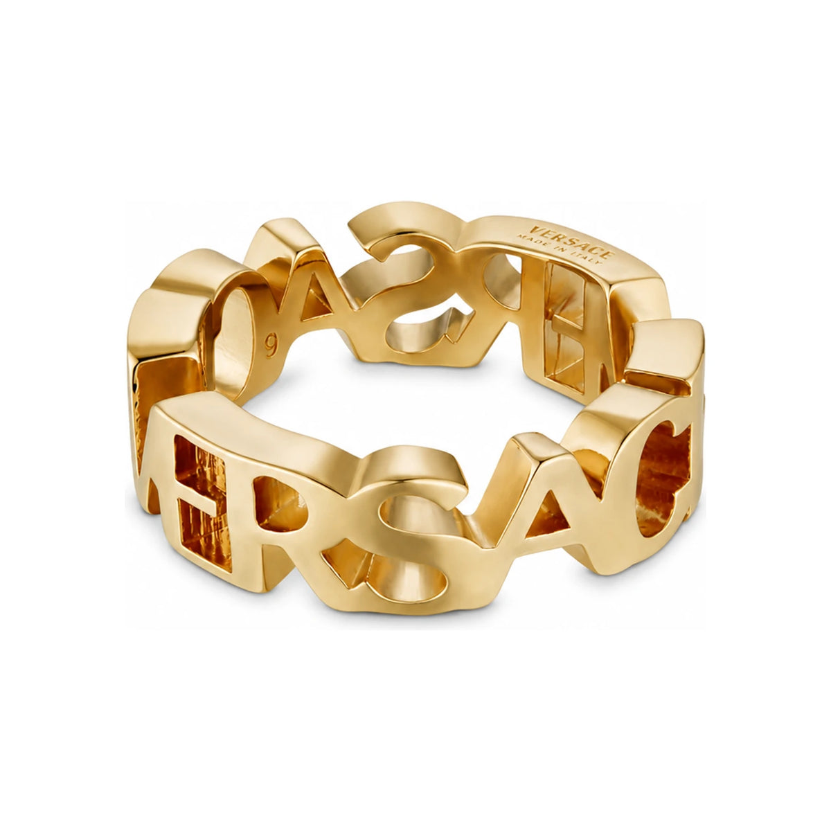 Versace Silver Lettering Logo Ring 1020684 1A00620 3J000